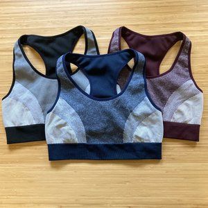 Lot of 3 Aerie Reversible Racerback Sports Bras (Black, Navy, Wine)